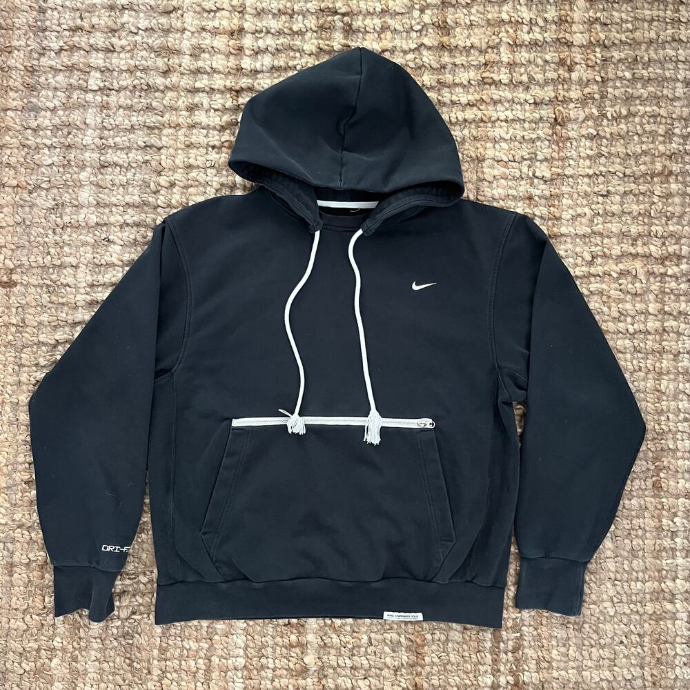 Nike Standard Issue Hoodie Black Dri-FIT Zip Pocket Pullover M